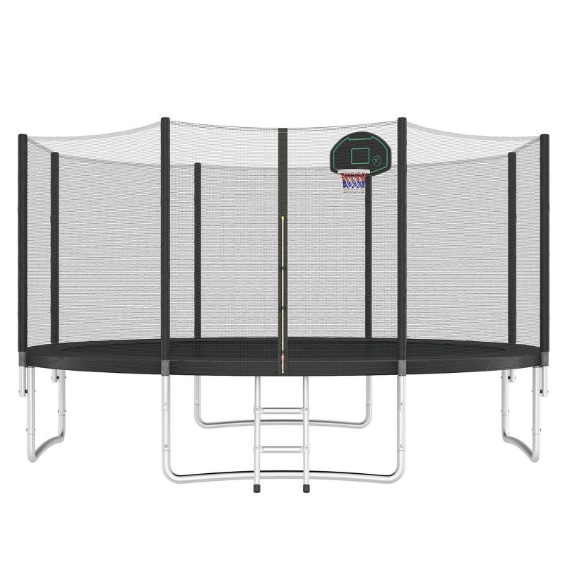 Kids' Trampoline with Safety Net, Basketball Hoop and Ladder - ModernLuxe, 5 of 10