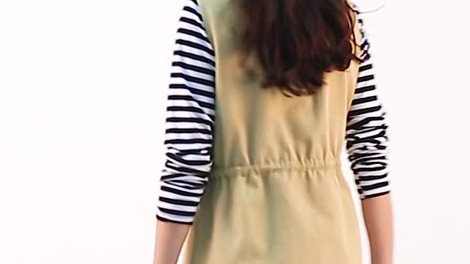 Allegra K Women's Turnover Collar Drawstring Waist Zip-Up Sleeveless Cargo Vest, 2 of 7, play video