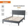 JIONJOY Platform Wood Bed Frame with Upholstered Headboard, No Box Spring Needed | Grey - Queen - 3 of 4