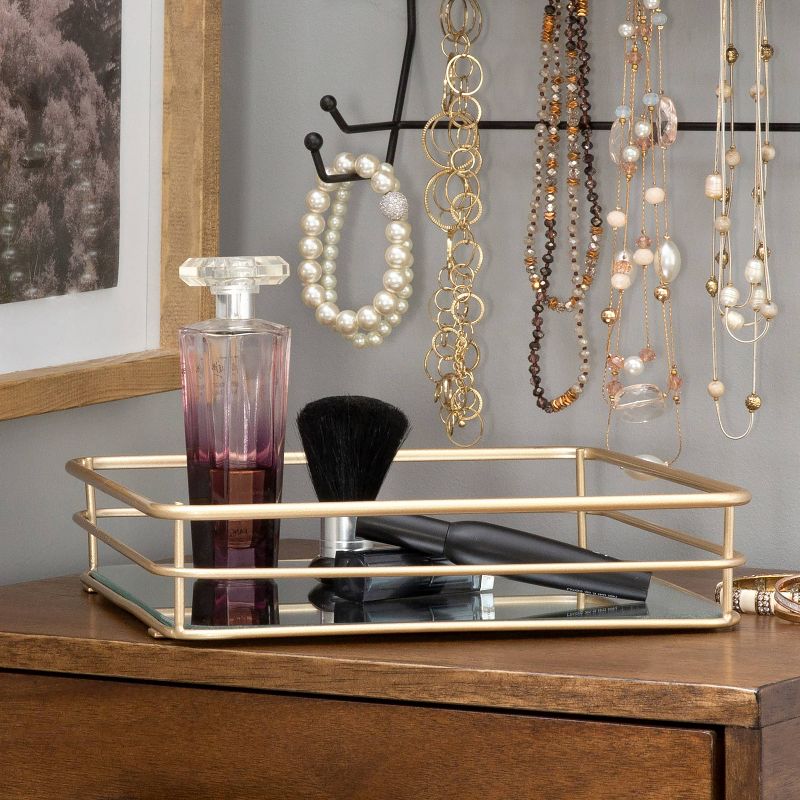 Square Vanity Tray with Mirror Glass Gold - Elle D&#233;cor, 6 of 8