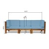 GDFStudio Keith 90.75" Outdoor Acacia Wood 3 Seater Sofa with Cushions - 3 of 4