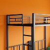 SeaCamel Triple Twin Metal Bunk Bed w/ Guardrails & Ladder, 3-in-1 Convertible for Dorm/Guest Room, No Box Spring, Black - 4 of 4