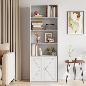 Wpond 71" Bookcase, Industrial BookShelves with Doors, Farmhouse Bookcase with Storage Shelves, Home Storage Cabinet for Living Room, Bedroom, Office - 1 of 4