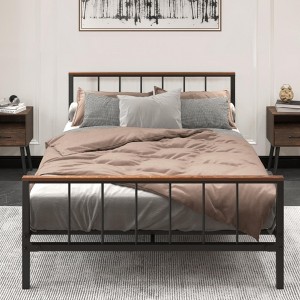 Hooseng Metal Bed Frame, Platform Bed with Headboard and Footboard, Functional Mattress Foundation Bed Frame, No Box Spring Needed,Queen and Full - 1 of 4