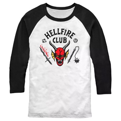 Seven Times Six Stranger Things T-Shirt Men's Hellfire Club 3/4 Sleeve Raglan Tee