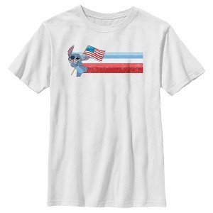 Boy's Lilo & Stitch Flying the American Flag T-Shirt - 1 of 4