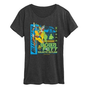 Women's - Star Wars - Dark Digital Boba Fett Short Sleeve Graphic T-Shirt - 1 of 4