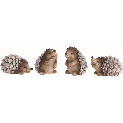 Transpac Resin Brown Christmas Small Snow Hedgehog Set of 4