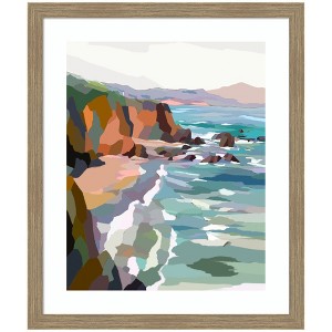 Kate and Laurel Framed Art Pho Beach by Nikita Jariwala, 22x26, Woodgrain Stripe Mocha - 1 of 4