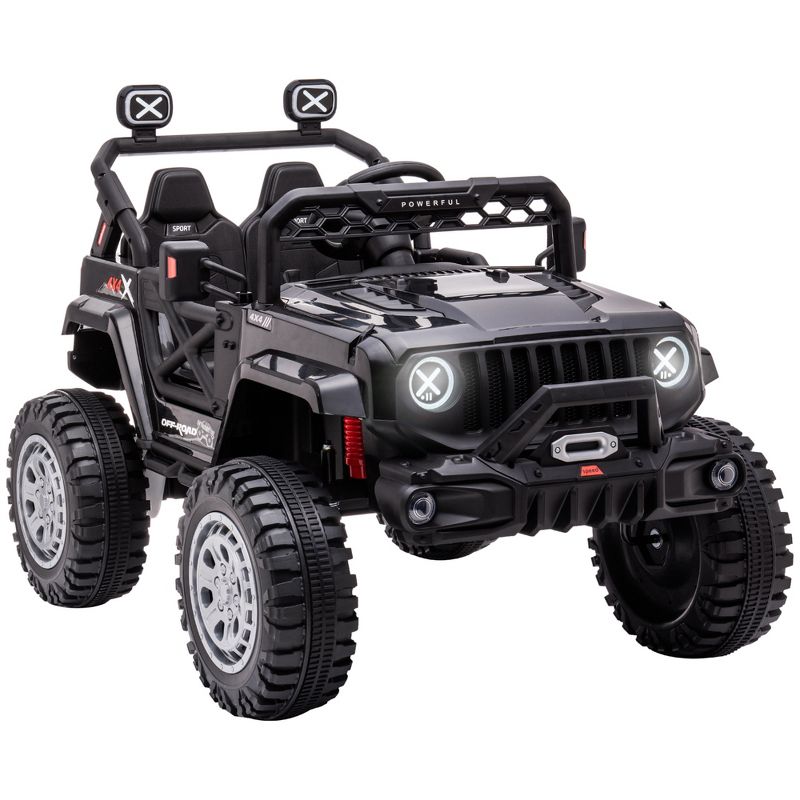 Aosom 12V Kids Ride on Car with Remote Control, Battery-Operated Ride on Toy with Spring Suspension, Led Lights, Music, Horn, 3 Speeds, 1 of 7