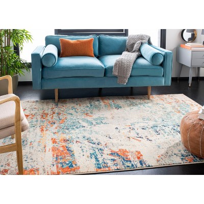 Madison Blue and Orange Flat Woven Synthetic Area Rug