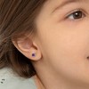 Girl's Classic Round Solitaire Screw Back Sterling Silver Earrings - In Season Jewelry - 3 of 4