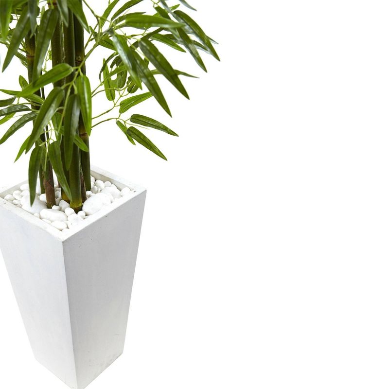 Nearly Natural Bamboo Tree with White Planter UV Resistant (Indoor/Outdoor), 2 of 5
