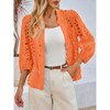 Imily Bela Women's deep V-neck hollow-out blouse, 3/4 puff sleeves, front button design, spring and autumn blouse - 4 of 4