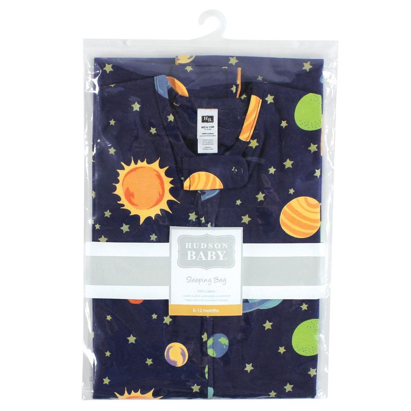 Hudson Baby Infant Cotton Sleeveless Wearable Sleeping Bag, Sack, Blanket, Solar System, 2 of 3