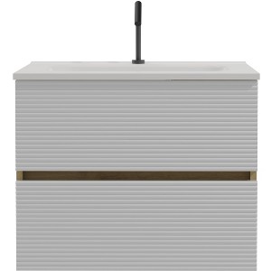 COWLOWN Black 24-in Wall-Mounted Bathroom Vanity with Integrated Ceramic Sink and Overflow, Large Storage Floating Vanity for Modern Bathroom - 1 of 4