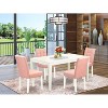 5-Piece Linen White Finish Solid Wood Top - Rectangular Dining Room Set - Seats 4 - 2 of 4