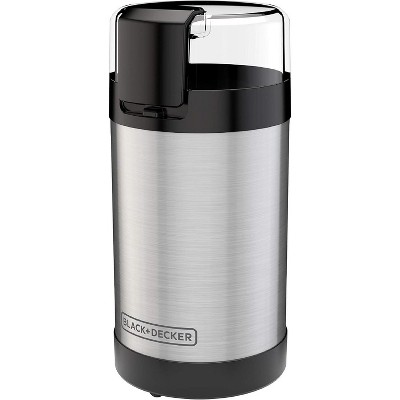 BLACK+DECKER One Touch Coffee Grinder, CBG110S,2/3 Cup Coffee Bean Capacity, Push-Button Control, Stainless Steel Blades
