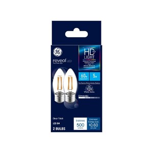 GE 2pk 60W Reveal HD+ LED BM Decorative Light Bulbs - 1 of 4