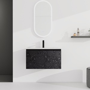 30'' Floating Wall-Mounted Bathroom Vanity Ceramics Sink,Floating Sink with Soft-Close Cabinet Door, KD-Package-Cuddlewood - 1 of 4