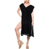 LA LEELA Women's Vacation Beachwear Long Bathing Suit Summer Short Front Tie Swimsuit Cover Ups - 3 of 4