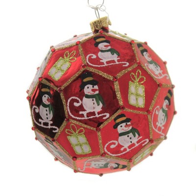 Pinnacle Peak 5.0 Inch Snowman On Sled Polyhedron Christmas Tree Ornaments