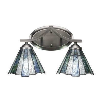 Toltec Lighting Zilo 2 - Light Vanity in  Graphite with 7" Sea Ice Art Glass Shade