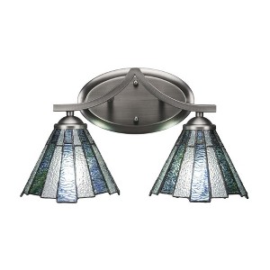 Toltec Lighting Zilo 2 - Light Vanity in  Graphite with 7" Sea Ice Art Glass Shade - 1 of 1