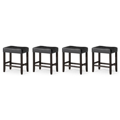 Carte: A La Carte Home Harper Backless Kitchen Stool in Vegan Leather Upholstered Seat, Set of 4