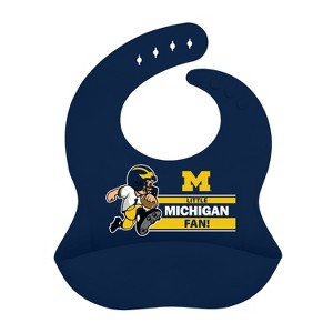 BabyFanatic Officially Licensed Unisex Silicone Baby Bib - NCAA Michigan Wolverines - 1 of 4