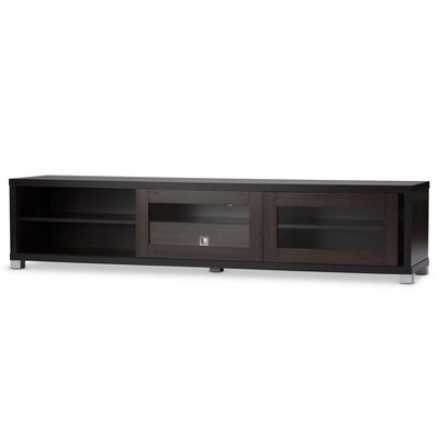 Beasley 70" Dark Brown Engineered Wood TV Cabinet with Sliding Doors