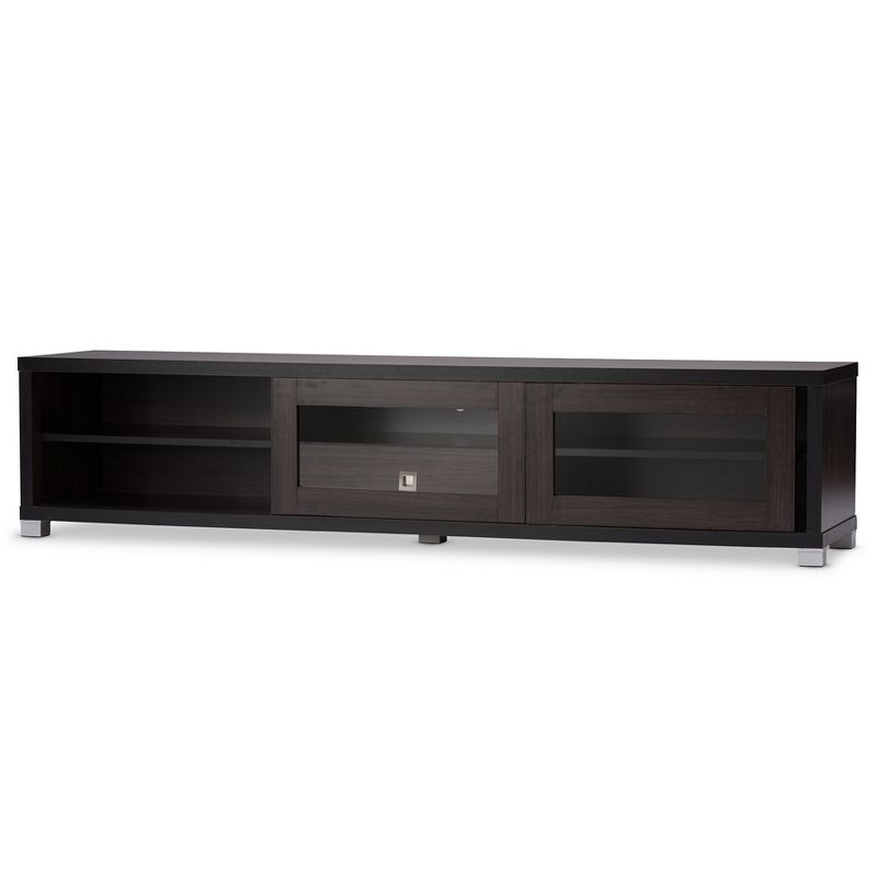 Beasley Cabinet with 2 Sliding Doors and Drawer TV Stand for TVs up to 70&#34; Dark Brown - Baxton Studio, 3 of 7