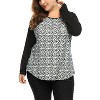 Agnes Orinda Women's Plus Size Floral Animal Print Stripe Raglan Long Sleeve Blouses - 2 of 4