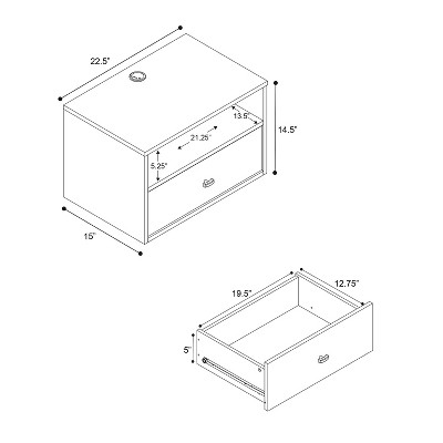 Set of 2 Black Floating Nightstands with Brass Handles