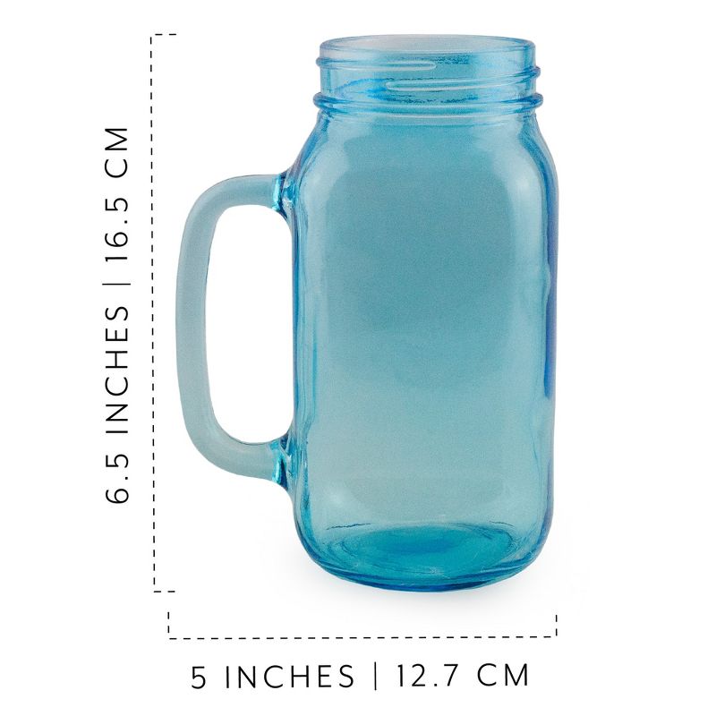 Darware 24oz Mason Jar Mugs w/ Handles, 4pk; Glass Drinking Glasses for Cold Beverages, 3 of 9