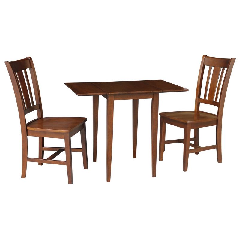 Small Dual Drop Leaf Dining Table with 2 San Remo Splat Back Chairs Espresso - International Concepts, 1 of 8