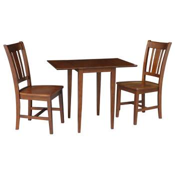 Small Dual Drop Leaf Dining Table with 2 San Remo Splat Back Chairs Espresso - International Concepts