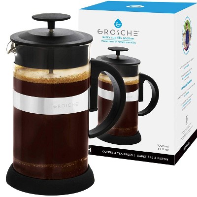 GROSCHE Zurich French Press Coffee Maker, Tea Press, 34 fl oz. Capacity