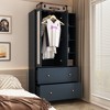 Famapy Navy Blue Wardrobe: Stylish Design with Mirror Door and Sliding Hanging Rod - 2 of 4