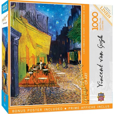 Van Gogh Café Terrace at Night 1000 Piece Linen Puzzle
