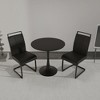 Gulches 3-Piece Tulip Dining Table Set - 31.5" Black Round MDF Table + 2 PU Upholstered Chairs with Black Metal Legs, Compact for 2-4 People - 4 of 4