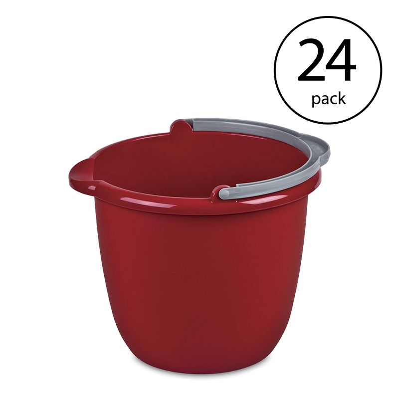 Sterilite 10 Qt Spout Pail with Handle, Bucket for Household Cleaning, Washing the Car, and Mopping, Spout to Easily Pour Water, Red, 24-Pack, 2 of 4