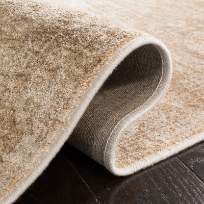 Vintage Cream Rectangular Viscose Area Rug, 6'7" x 9'2"