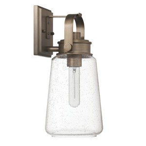Robert Stevenson Lighting Gage Industrial Tapered Seedy Glass and Metal Wall Mounted Outdoor Light - 1 of 4