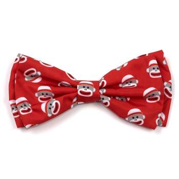 The Worthy Dog Sock Monkey Bow Tie Adjustable Collar Attachment Accessory