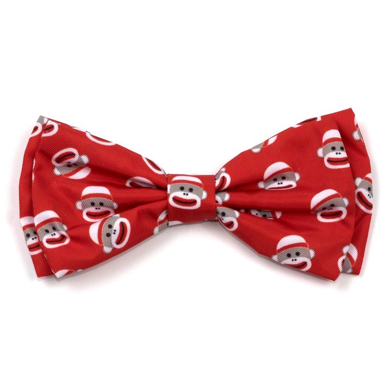 The Worthy Dog Sock Monkey Bow Tie Adjustable Collar Attachment Accessory, 1 of 3