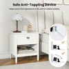 Resenkos 2-Tier Wooden Nightstand - Drawer + Open Storage Shelf Combo, Elegant Timeless Bedroom Side Table with Sturdy Build, White - 2 of 4
