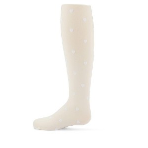 Memoi Girls' Opaque Flocked Heart Nylon Tights - 1 of 3