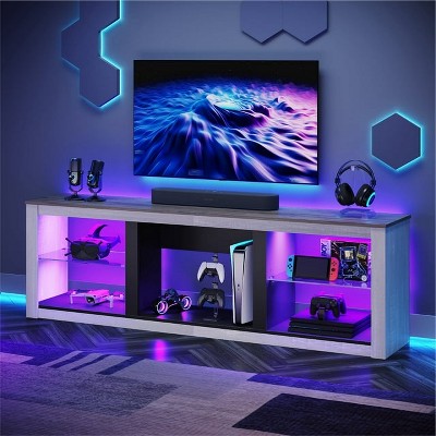 Bestier TV Stand Modern Entertainment Center for TVs up to 75" with LED Light and Storage Shelves
