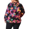 Agnes Orinda Women's Plus Size Fashion Casual Boho Abstract Print V Neck Long Sleeve Chiffon Blouses - 4 of 4